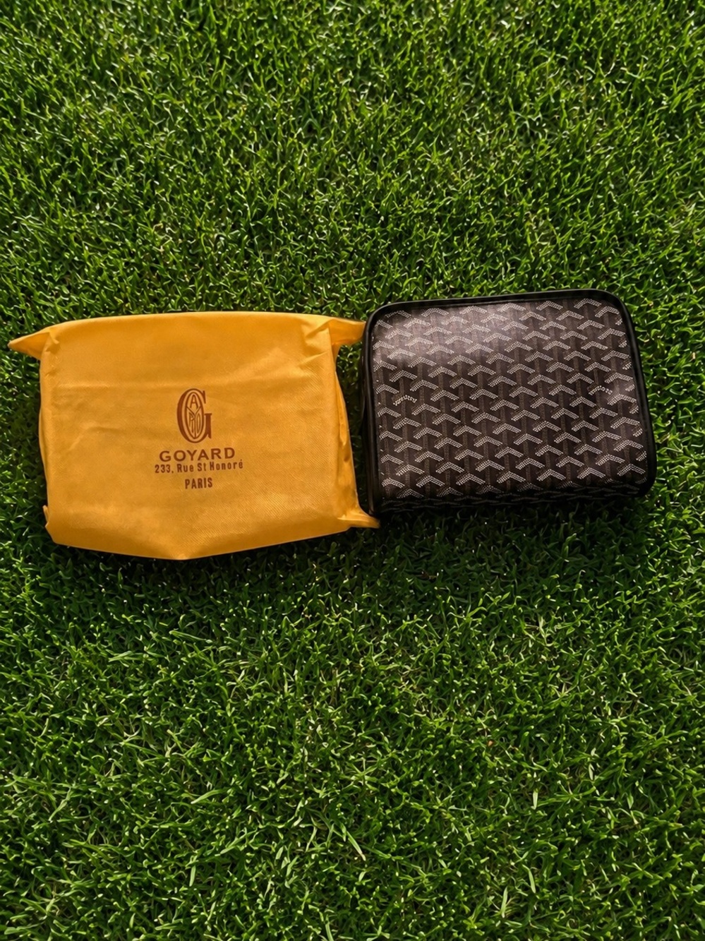 Goyard Black and Gray Coated Canvas Zip Pouch